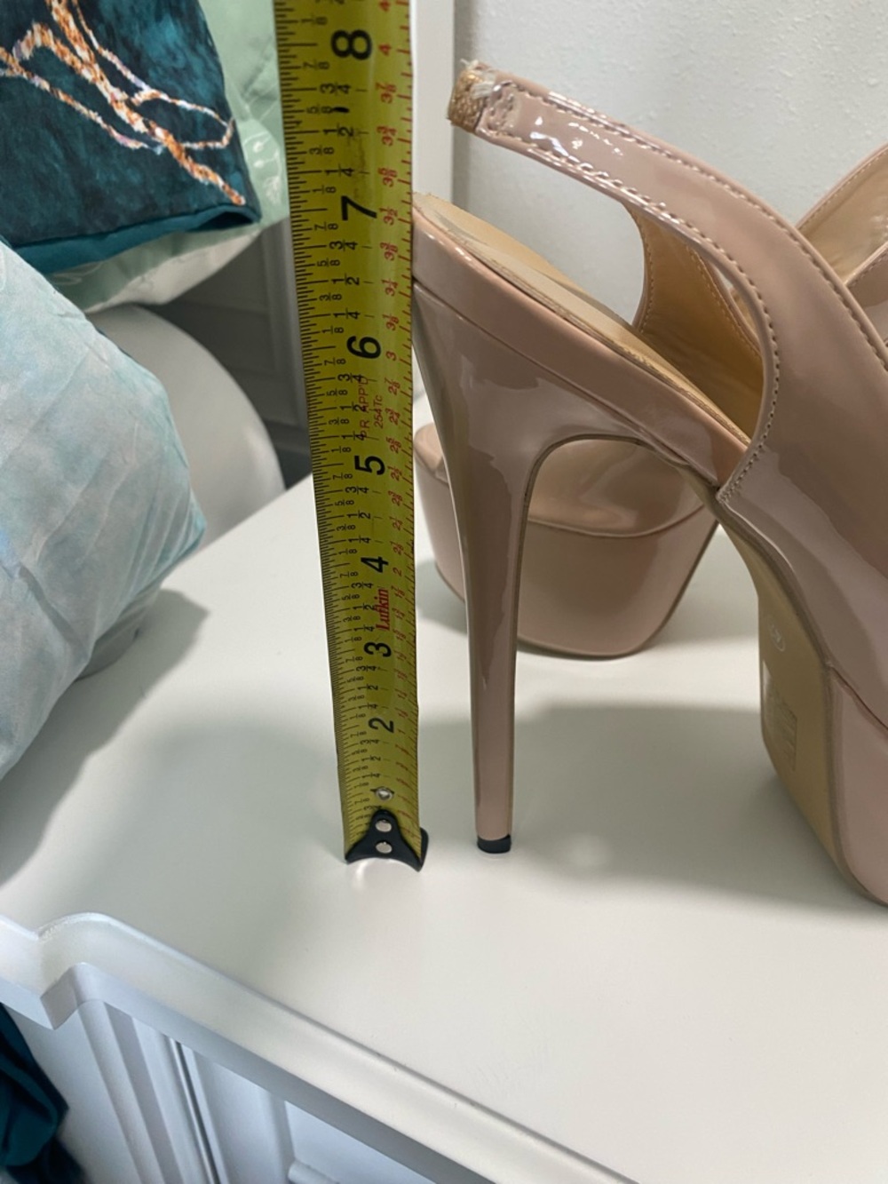 Women's Nude Patent Platform Slingback Heels - Picture 2 of 6